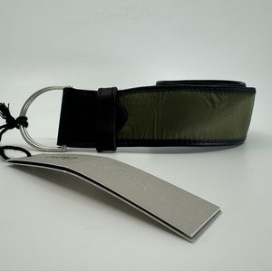 DAMIR DOMA Minimalist Belt D-RING Silver Buckle Adjustable Black Green 46" long